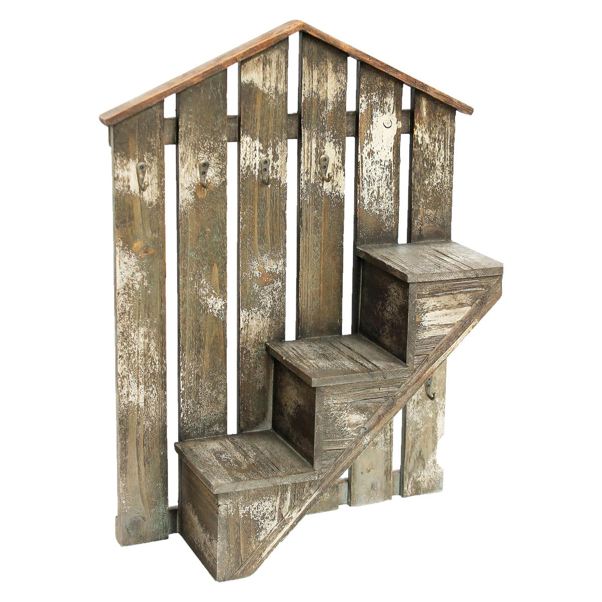 WANDORGANIZER mit Schlüsselhaken 62 cm Braun 17B046 - Braun, Holz (42/62/13cm) - DanDiBo