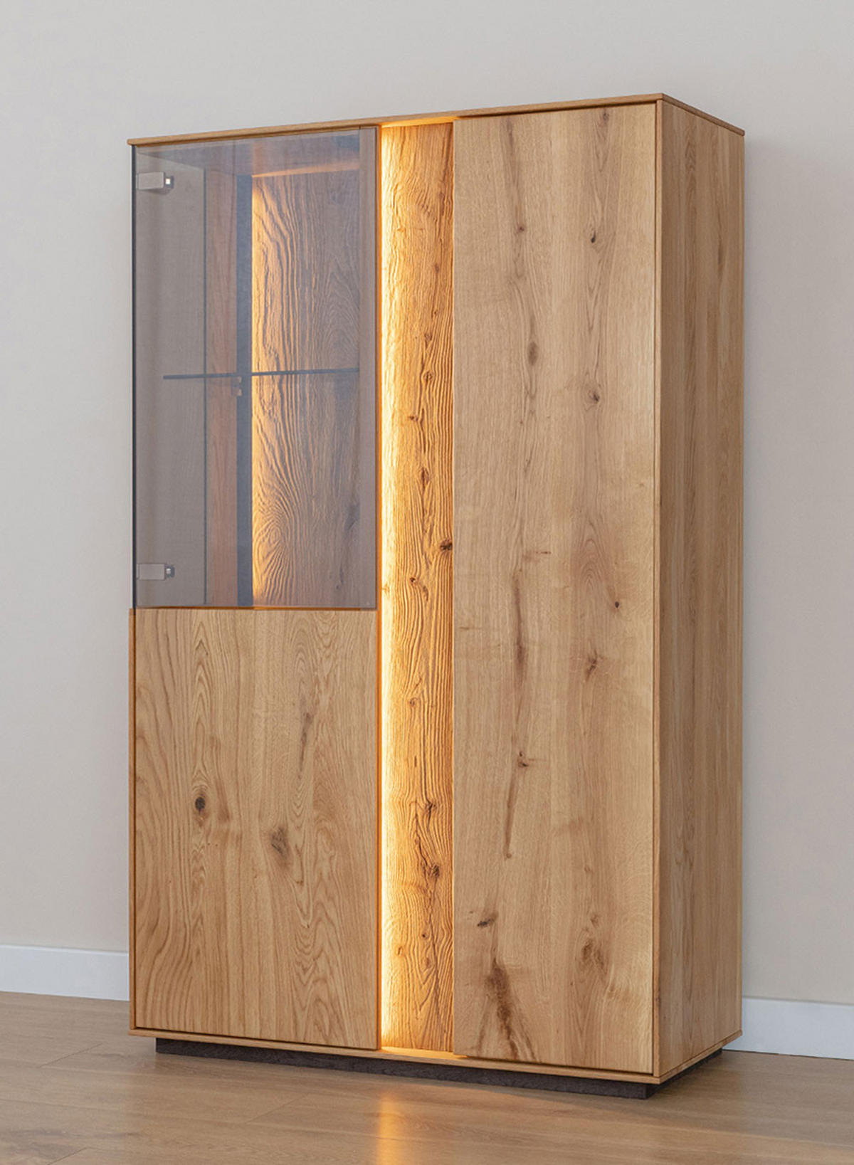 VITRINE Collodi Wildeiche Natur 85 / 37 / 140cm - Wildeiche, Holz (85/140/37cm) - Feldmann-Wohnen