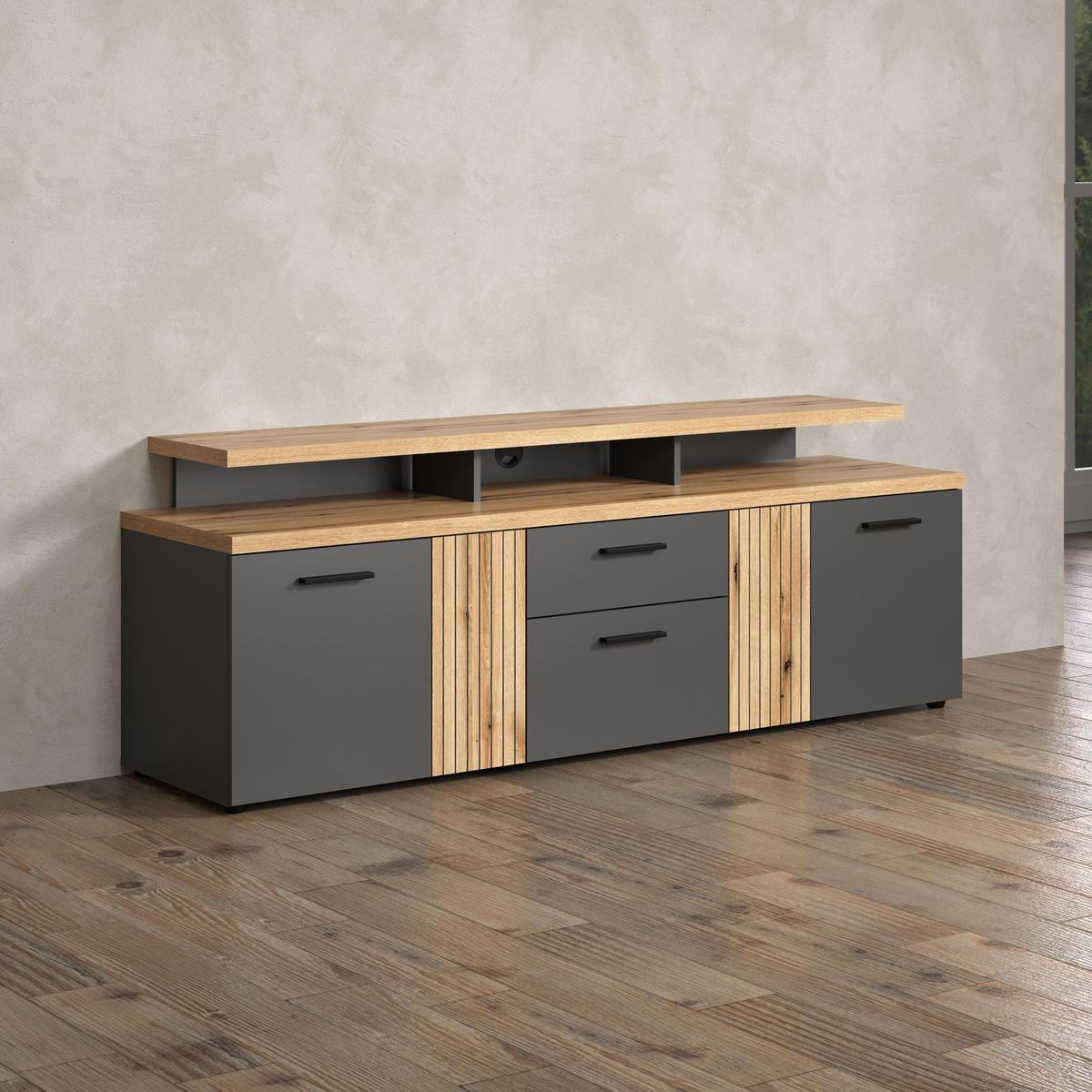 TV-LOWBOARD Esteban Anthrazit 180 / 67 / 47 cm - Anthrazit, Holzwerkstoff (180/67/47cm)