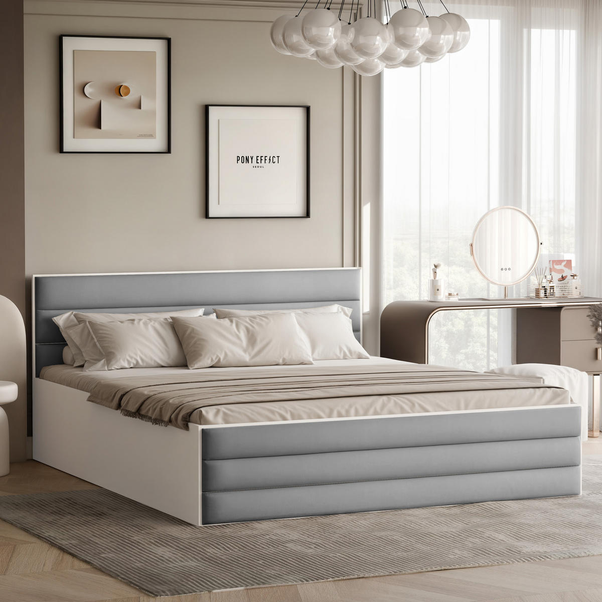 POLSTERBETT VANTAGE 120/200 cm, Bettkasten, mit Matratze, Grau - Grau, Holz/Holzwerkstoff (120/200cm) - Idohome