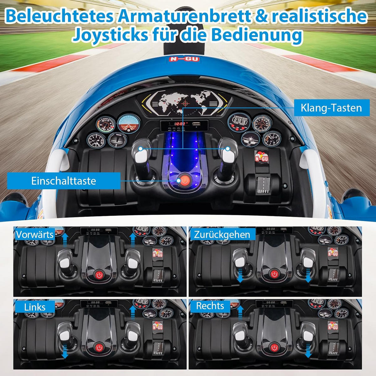 ELEKTROAUTO Kinder Blau - Blau, Kunststoff (100/62/124cm) - COSTWAY