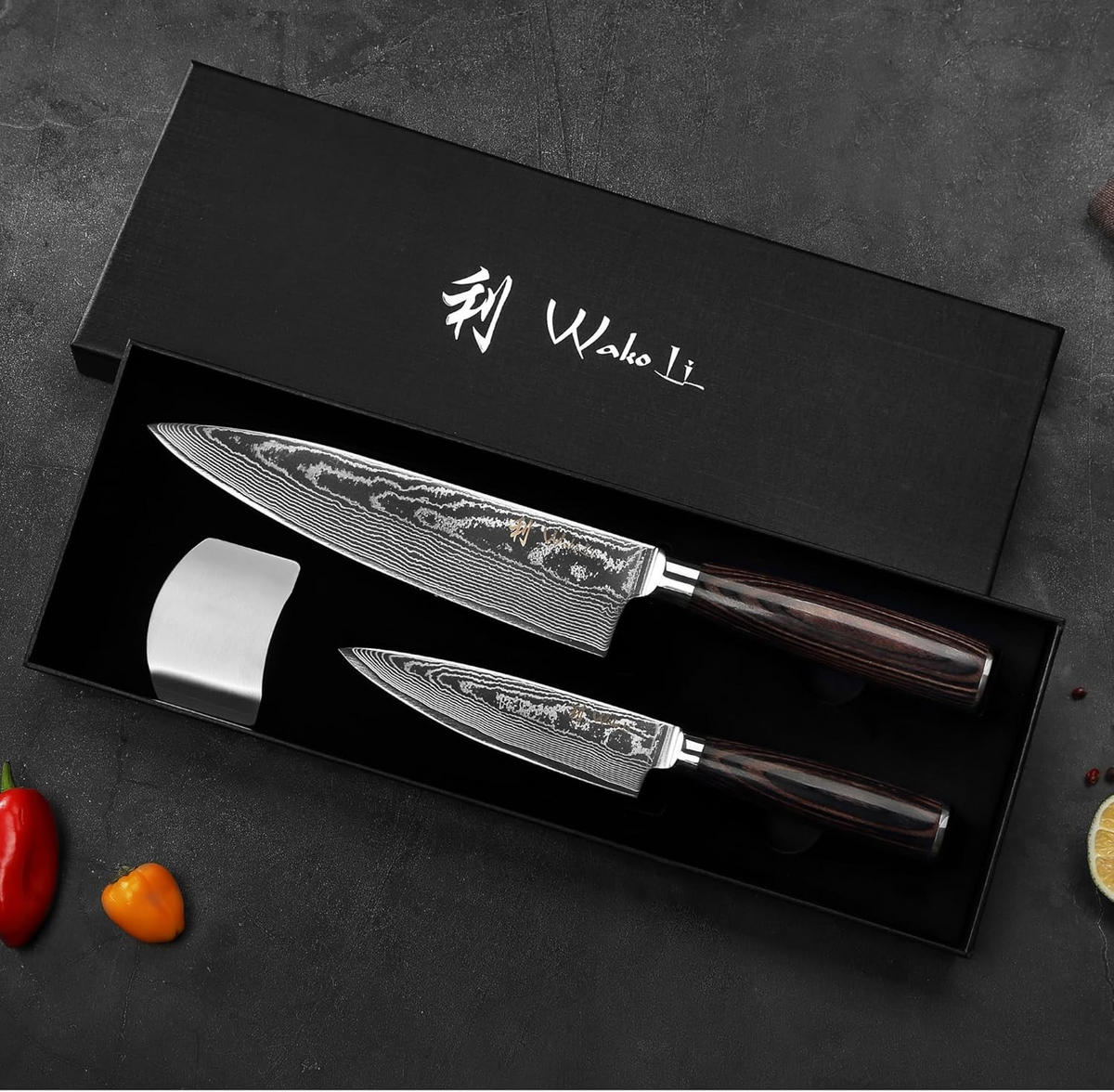 CHEFMESSER-SET 2-TEILIG 13–20 cm - Braun, Holz/Metall - Wakoli