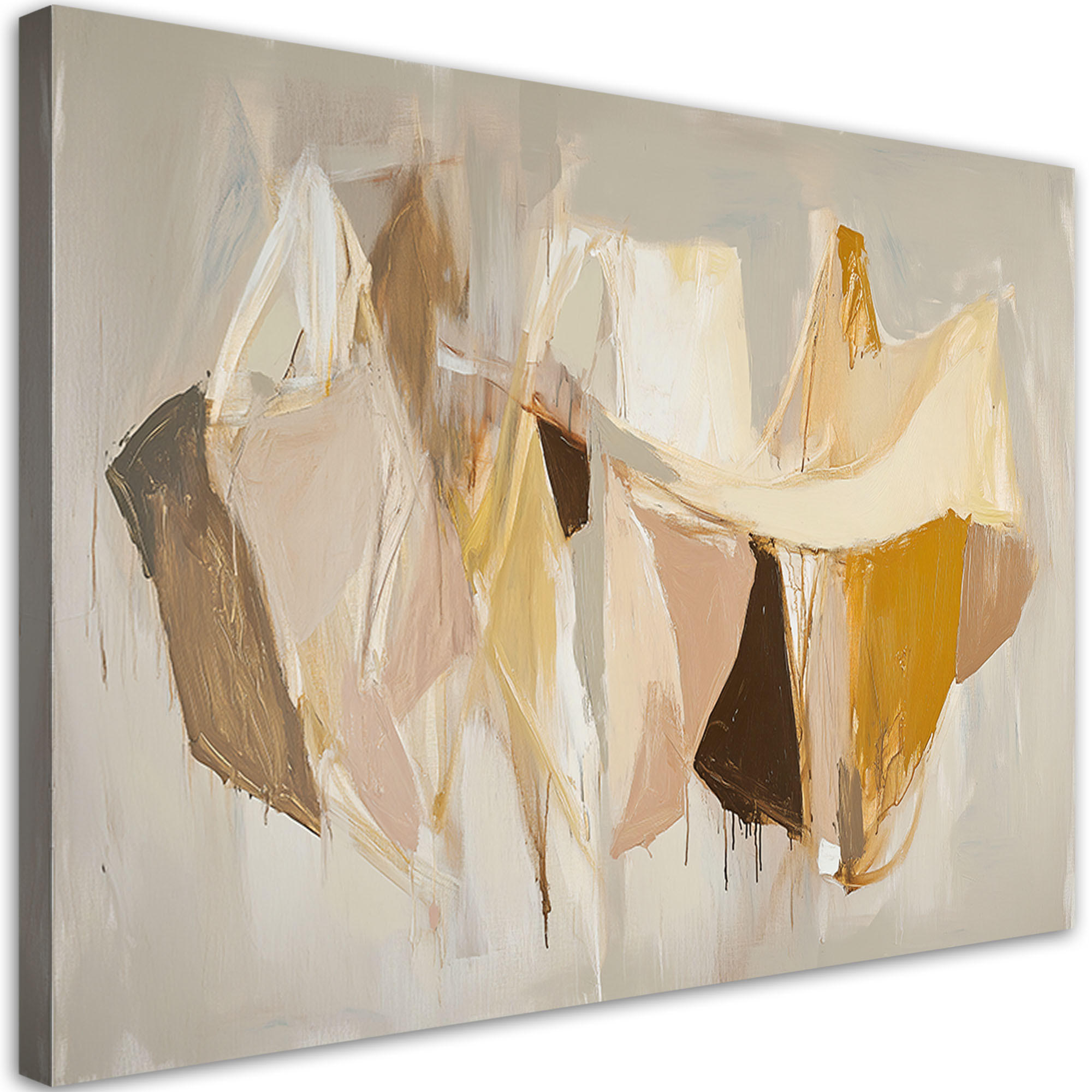 LEINWANDBILD Beige Vortex Abstract Modern 100x70cm - Beige, Textil (100/70cm) - Feeby