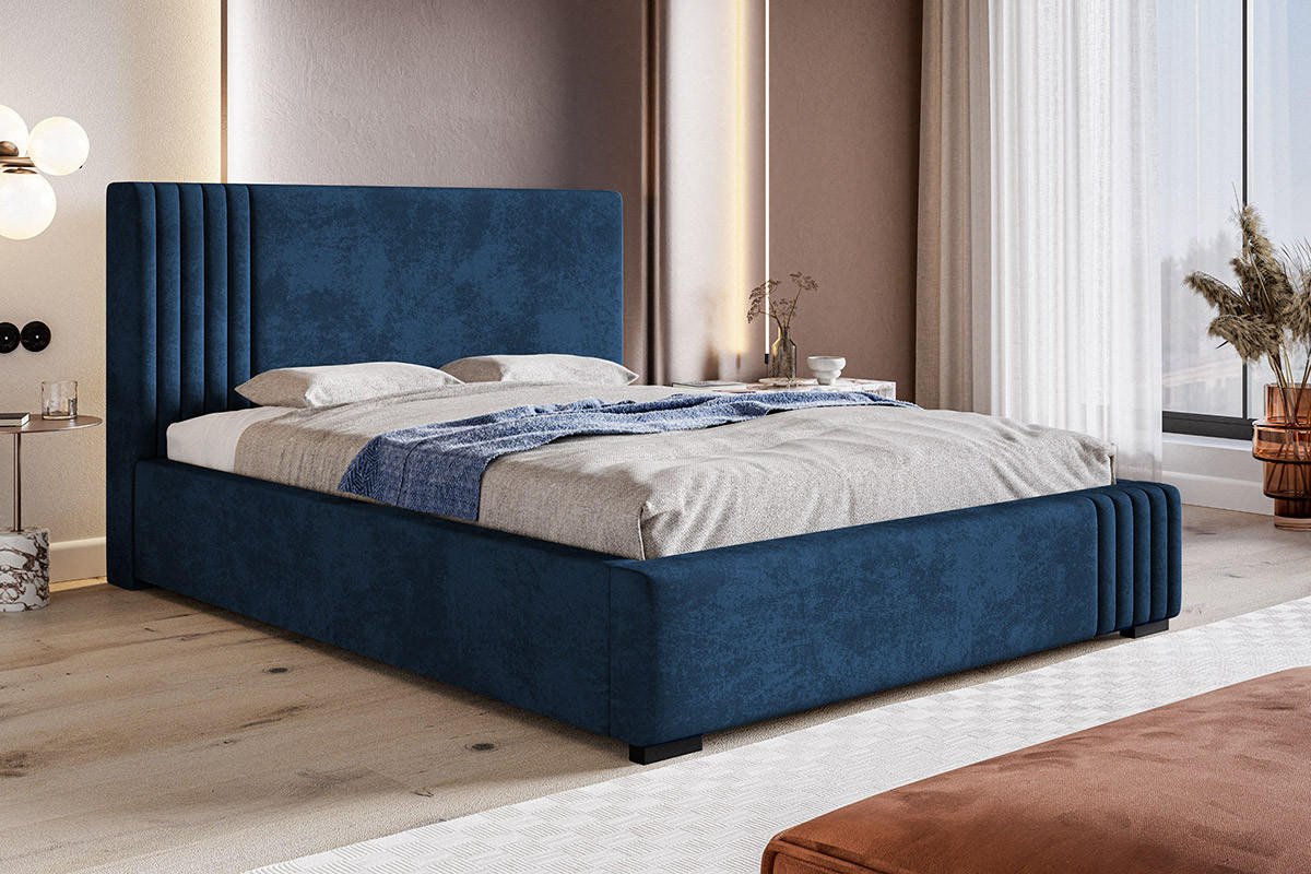 BETT Blau BEN 13 Mit Bettkasten 160x200 cm - Dunkelblau, Textil (160/200cm) - Sepro Meble