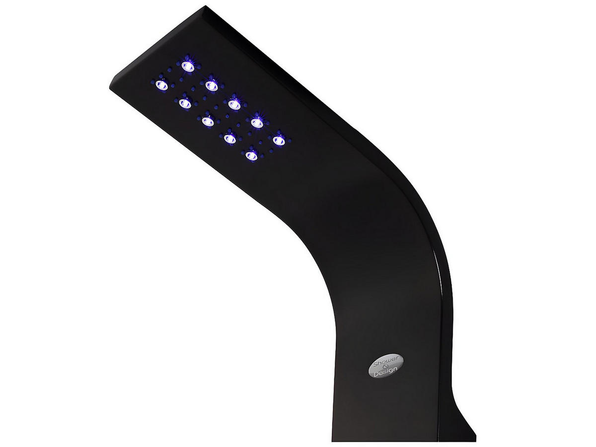 MASSAGE Duschsäule mit LEDs - 20 x 165 cm - Schwarz - FELICITA - Schwarz, Metall (20/165/20cm) - Vente-Unique