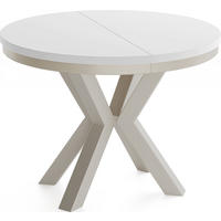 ESSTISCH Clara Grau-Beige runder ausziehbarer, Weiß 120-200/120/76 cm - Weiß/Grau, Holzwerkstoff/Metall (120/120/76cm) - WFL GROUP