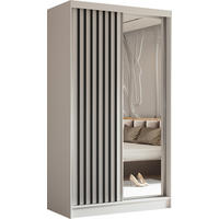SCHWEBETÜRENSCHRANK Cabinio Weiß 120/216/61 cm – mit Spiegel und Lamellen - Schwarz/Weiß, Holzwerkstoff/Kunststoff (120/216/61cm) - AX Living