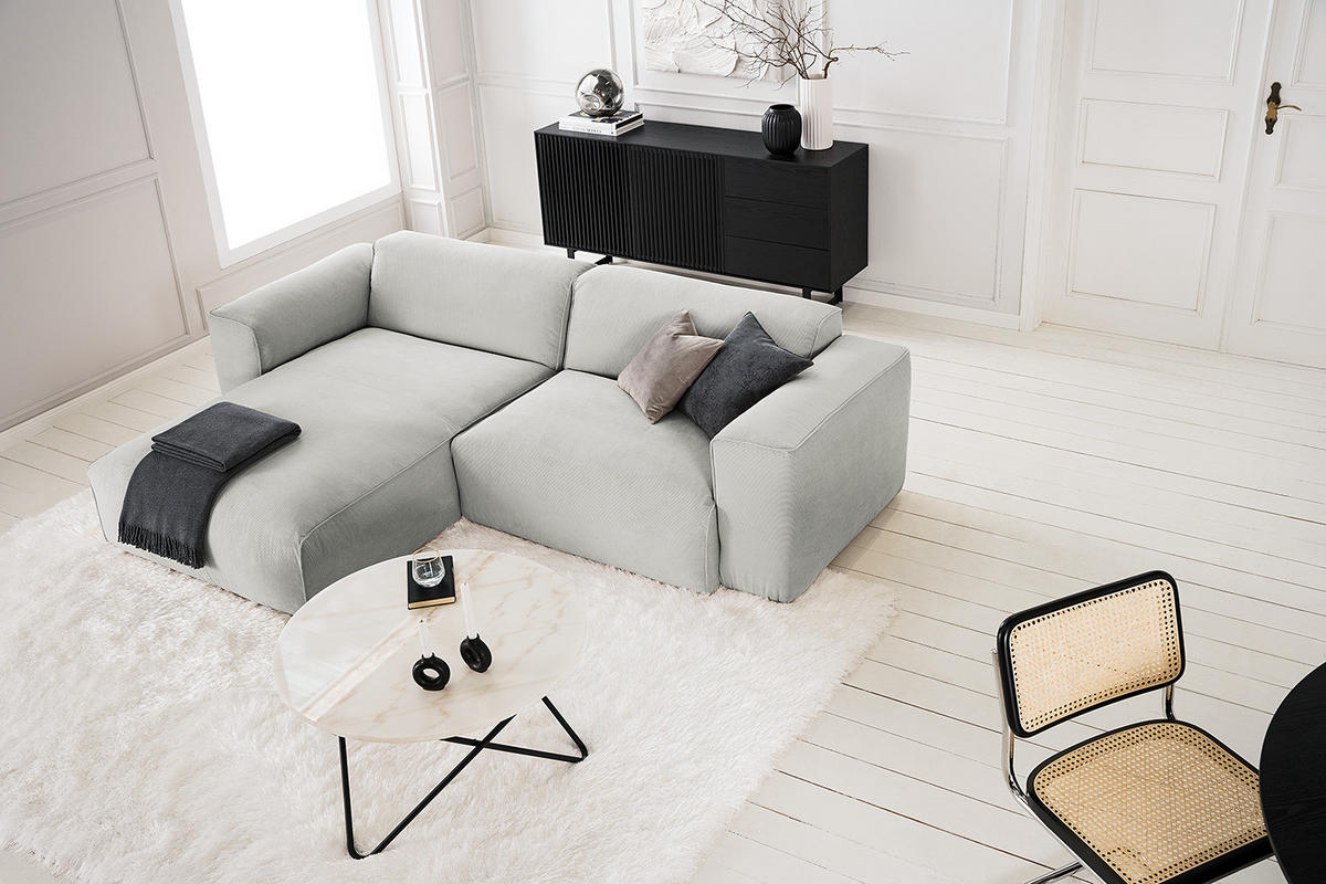 1,5-SITZER ECKSOFA mit Longchair - Schwarz/Grau, Kunststoff/Textil (260/173cm) - home24