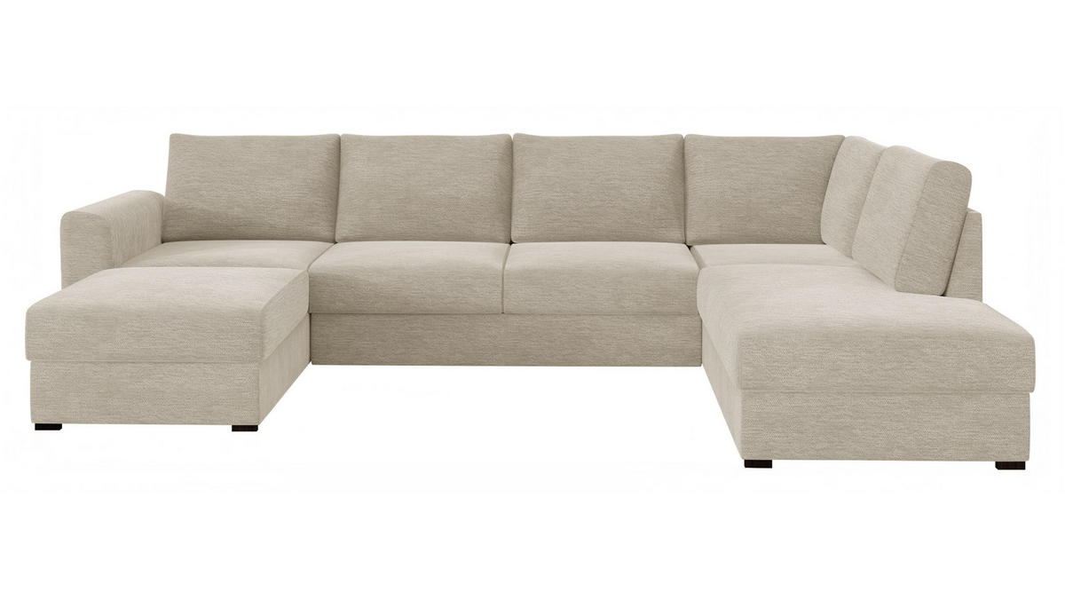 WOHNLANDSCHAFT Wilma, Seite: Rechts - Champagner/Schwarz, Holz/Textil (305/85/188cm) - MIRJAN24