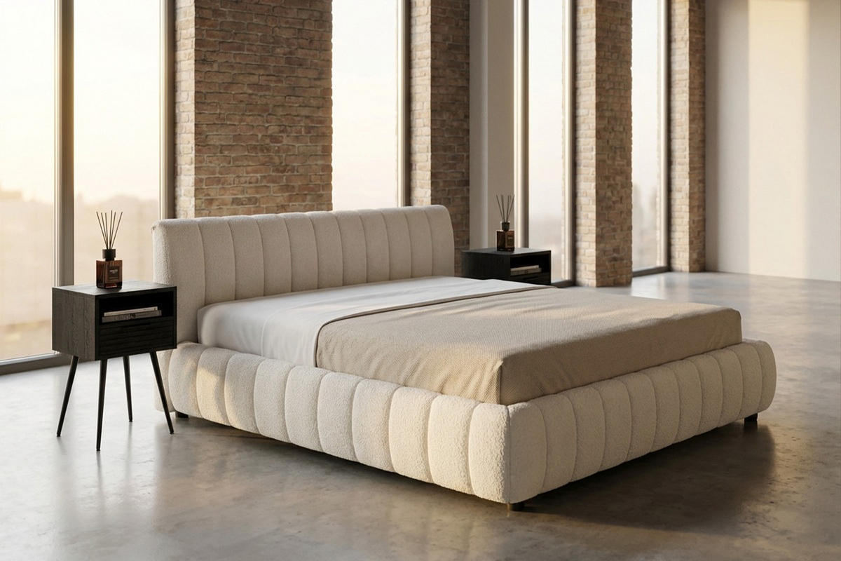 POLSTERBETT ALIOTTA Cremeweiß Bouclé - Creme, Textil (140/200cm) - KAWOLA