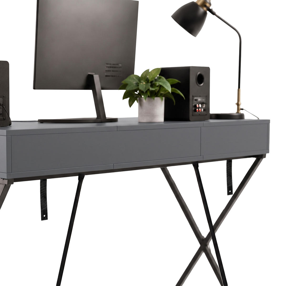 SCHREIBTISCH CROSSLINE 120 cm Graphit - Graphitfarben/Schwarz, Holzwerkstoff (50/120/80.5cm) - Akord
