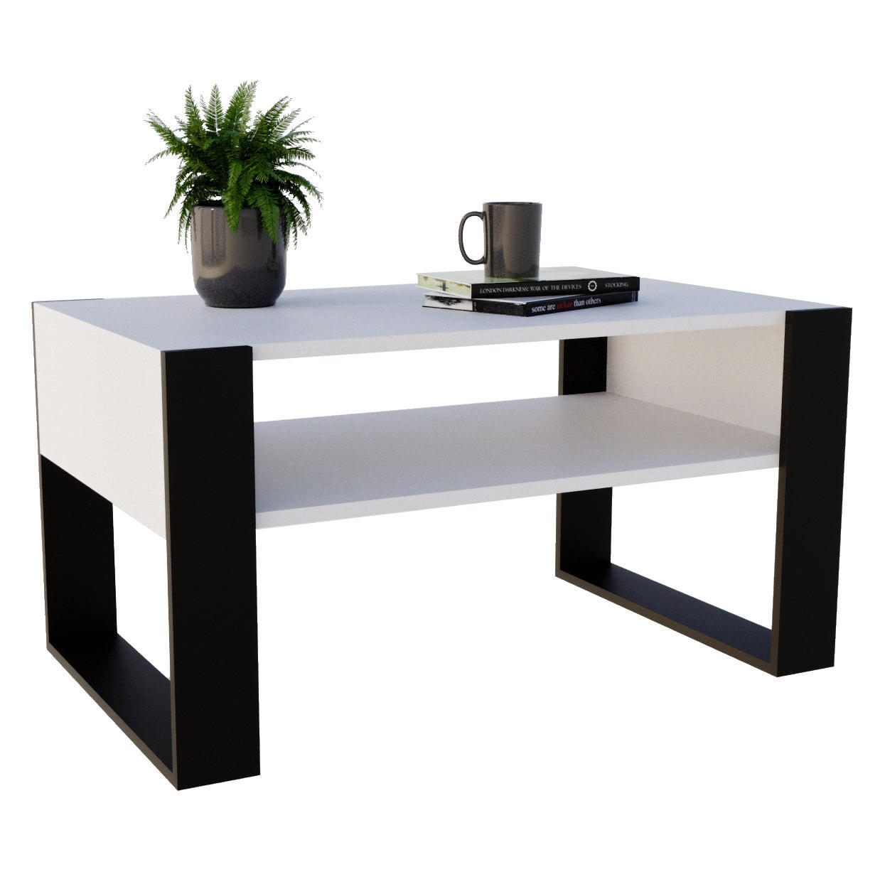 COUCHTISCH KARO 92 - Schwarz/Weiß, Holz (53.6/92/45cm) - Mat-Haus