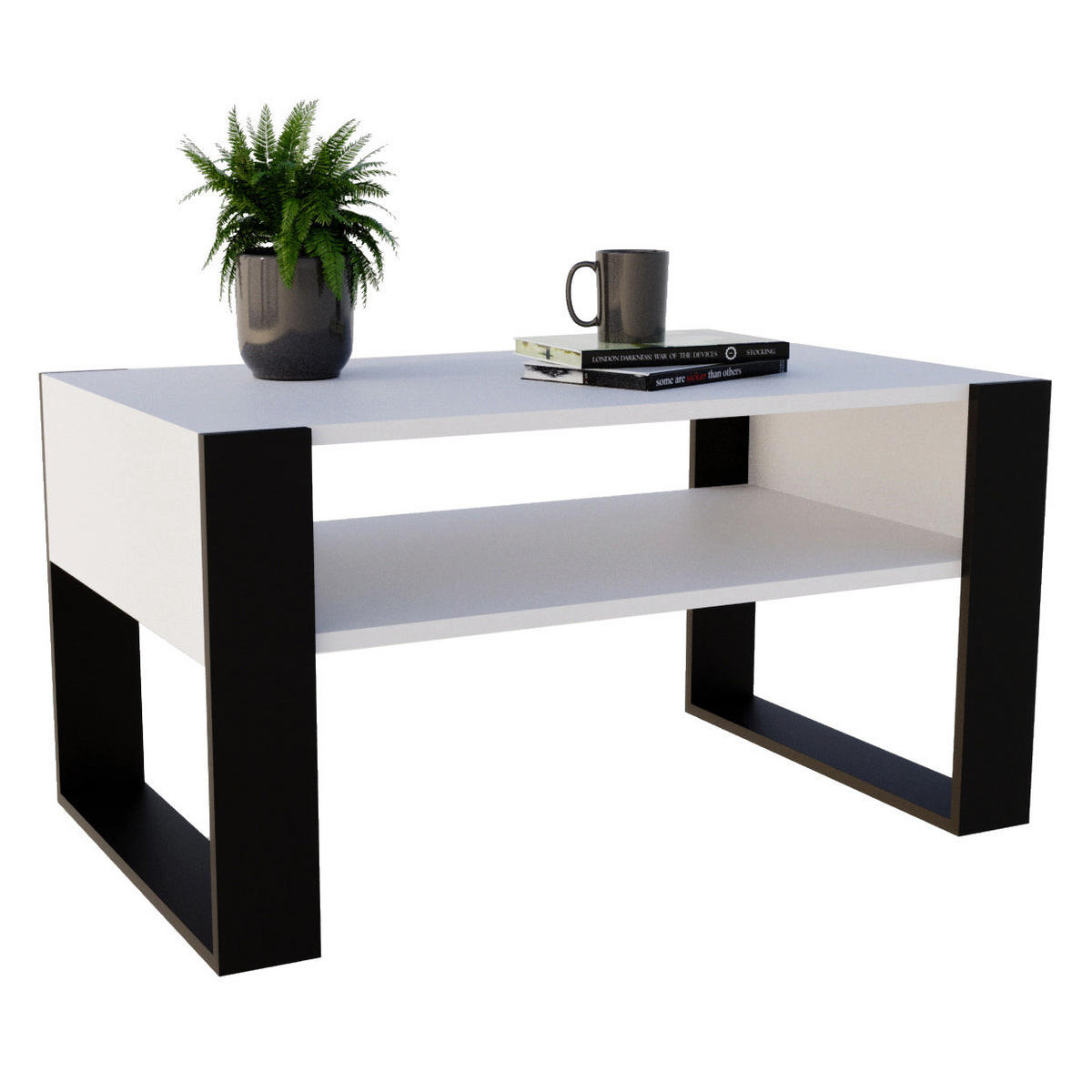 COUCHTISCH KARO 92 - Schwarz/Weiß, Holz (53.6/92/45cm) - Mat-Haus