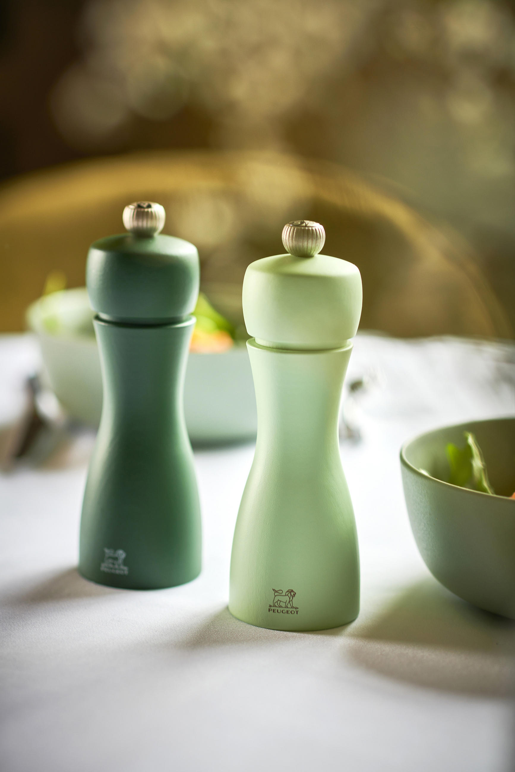 MÜHLENSET Tahiti Wasser 15cm Pfeffer- & Salzmühle Buchenholz Stahlmahlwerk - Grün, Holz (10.4/15/5.2cm) - PEUGEOT