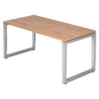 SCHREIBTISCH Serie-R 80/160/74 cm in Nussbaumfarben/Silberfarben - Silberfarben/Nussbaumfarben, Holzwerkstoff (80/160/74cm) - bümö