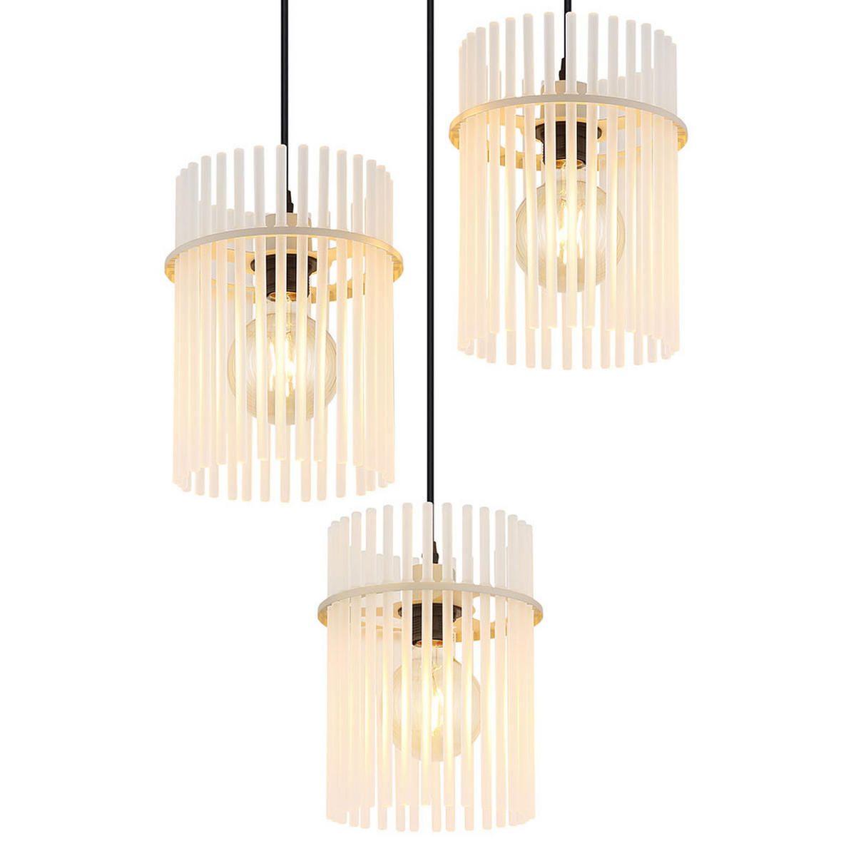 HÄNGELEUCHTE Gorley Metall/Glas Beige, höhenverstellbar - Beige, Glas (47/47/140cm) - Globo Lighting