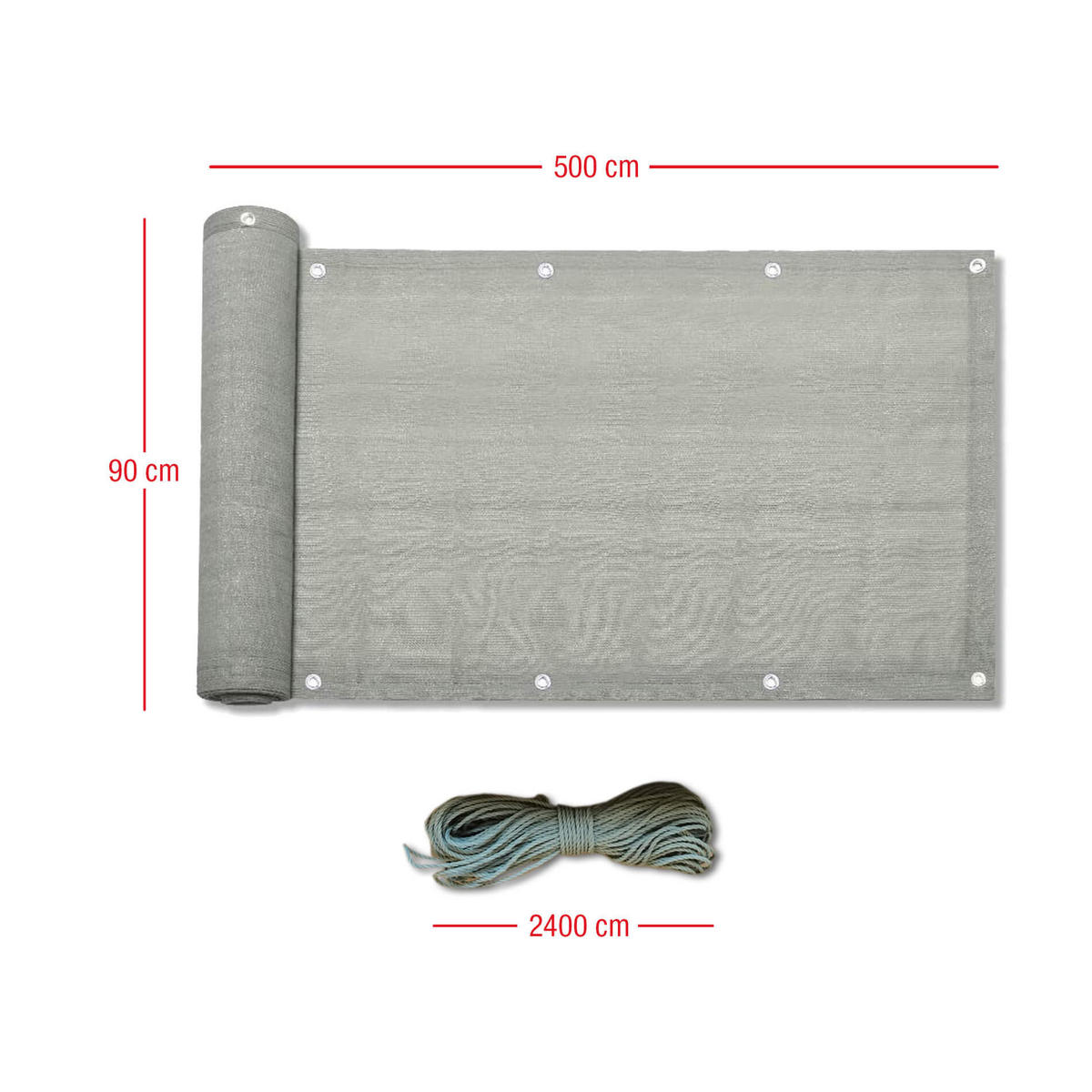 BALKON-SICHTSCHUTZ Grau 500/90 cm - Grau, Kunststoff (500/90cm) - Mobili Rebecca