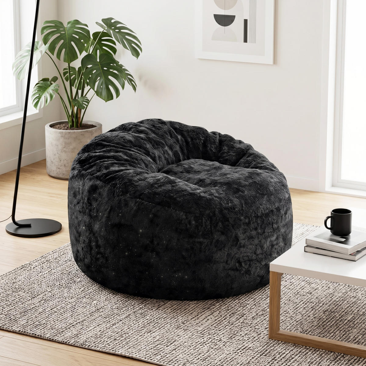 SITTSÄCK i Flanell i Svart, med svängt ryggstöd och ergonomisk passform - Svart, Textil (103/65/103cm) - Urban Meuble