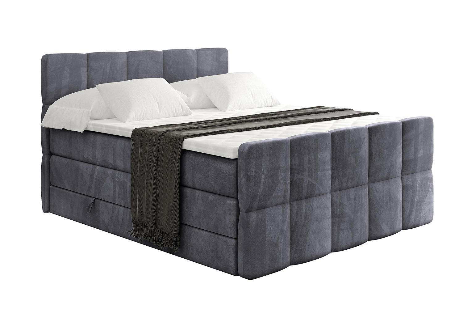 BOXSPRINGBETT mit Matratze und Lattenrost - LIRO-Z KING-160x200 - Dunkelgrau Casablanca - Dunkelgrau, Holzwerkstoff (160/200cm) - ALTDECOR