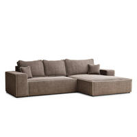 ECKSOFA MIT SCHLAFFUNKTION Modo Beige Chenille-Stoff - Rechts Seite - Beige/Schwarz, Holz/Holzwerkstoff (294/185cm) - Maison de Reve