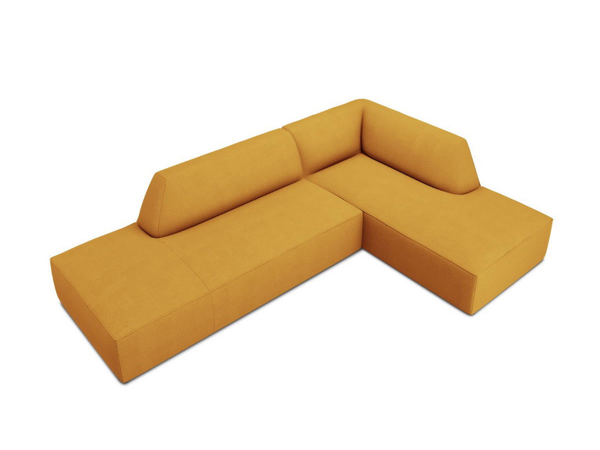 ECKSOFA rechts Ruby aus strukturiertem Stoff gelb 4 Sitzplätze - Gelb, Textil (180/273cm) - Micadoni
