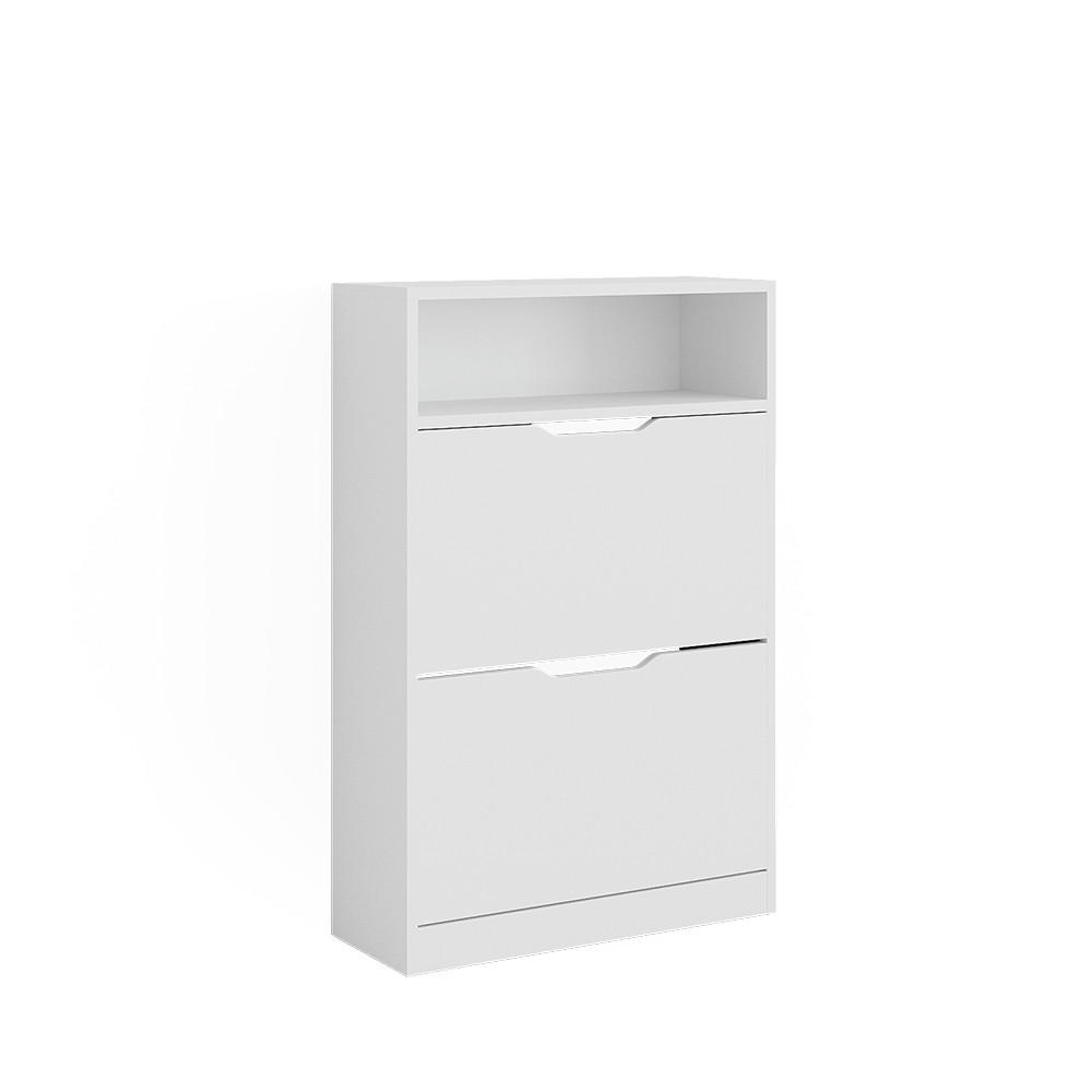 SCHUHKIPPER Luca Weiß 22 x 89.5 cm mit 2 Fächern - Weiß, Holzwerkstoff (59/89.5/22cm) - Vicco