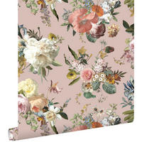 TAPETE Blumenmuster 53 cm x 10.05 m - Pink, Papier (53/1000cm) - ESTAhome