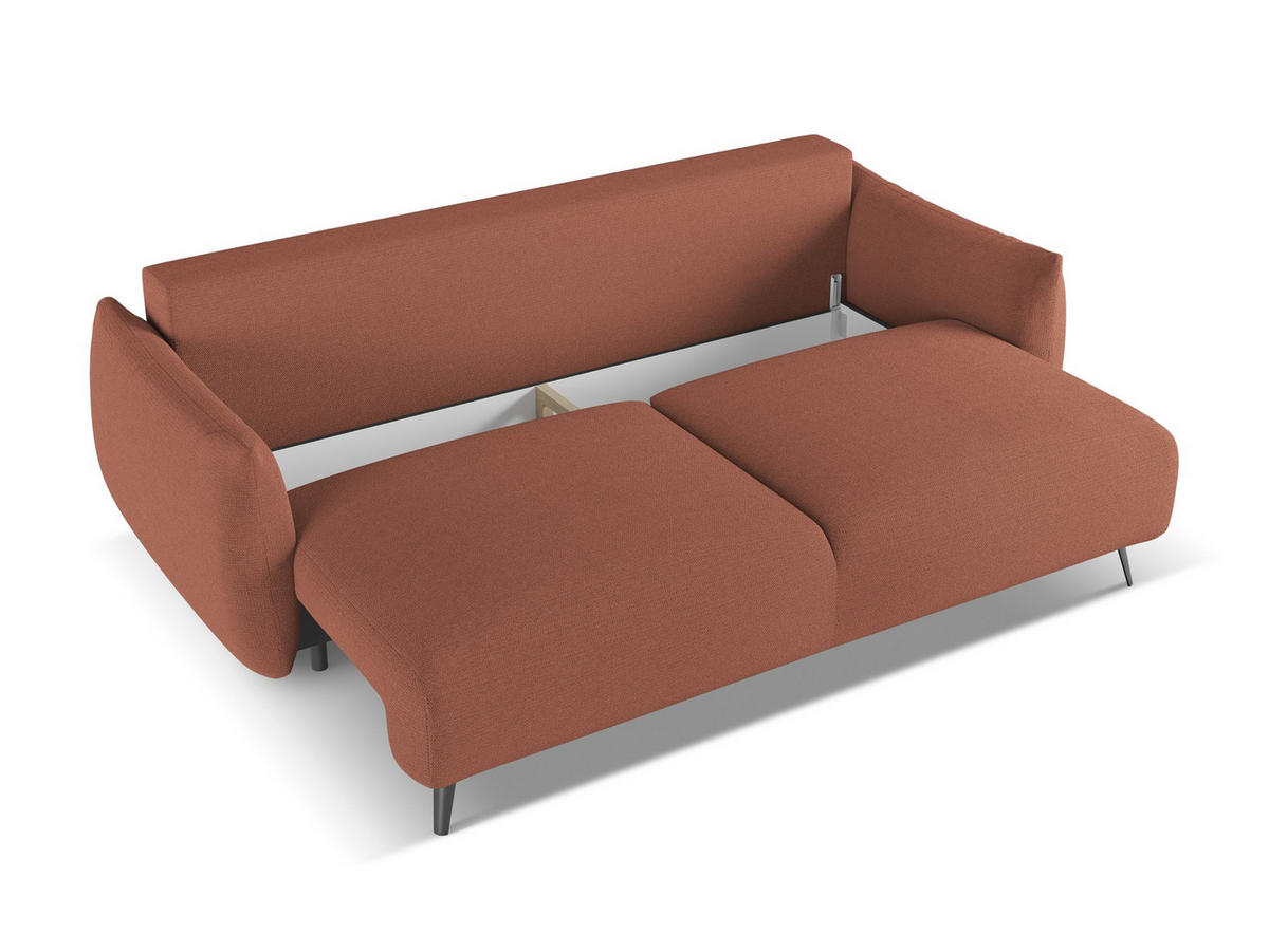 3-SITZER SOFA mit Schlaffunktion Chenille Stoff Pink - Pink/Hellrosa, Textil/Metall (230/86/105cm) - Makamii