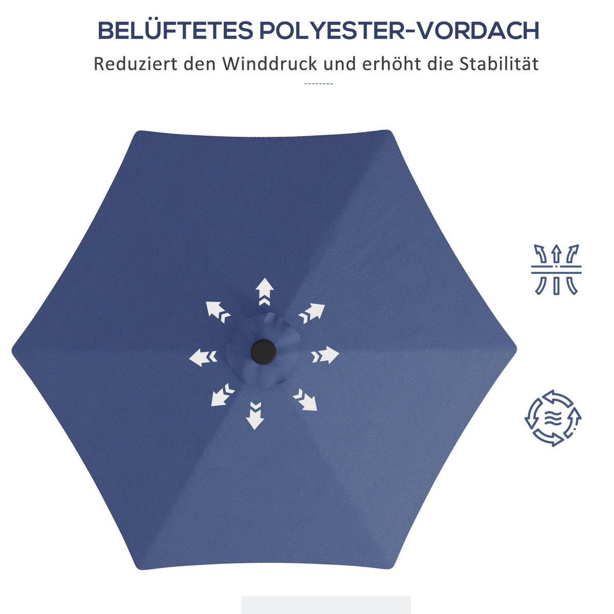 SONNENSCHIRM, Stahl, Polyesterstoff, Blau - Blau, Metall (290/290cm) - Outsunny