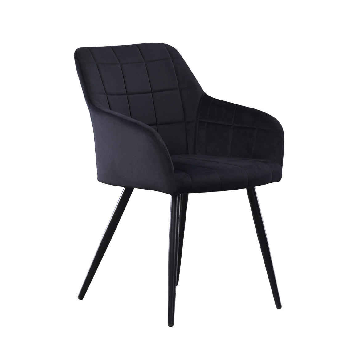 STUHL Samt Schwarz - Schwarz, Metall (55/82/59cm) - Life Interiors