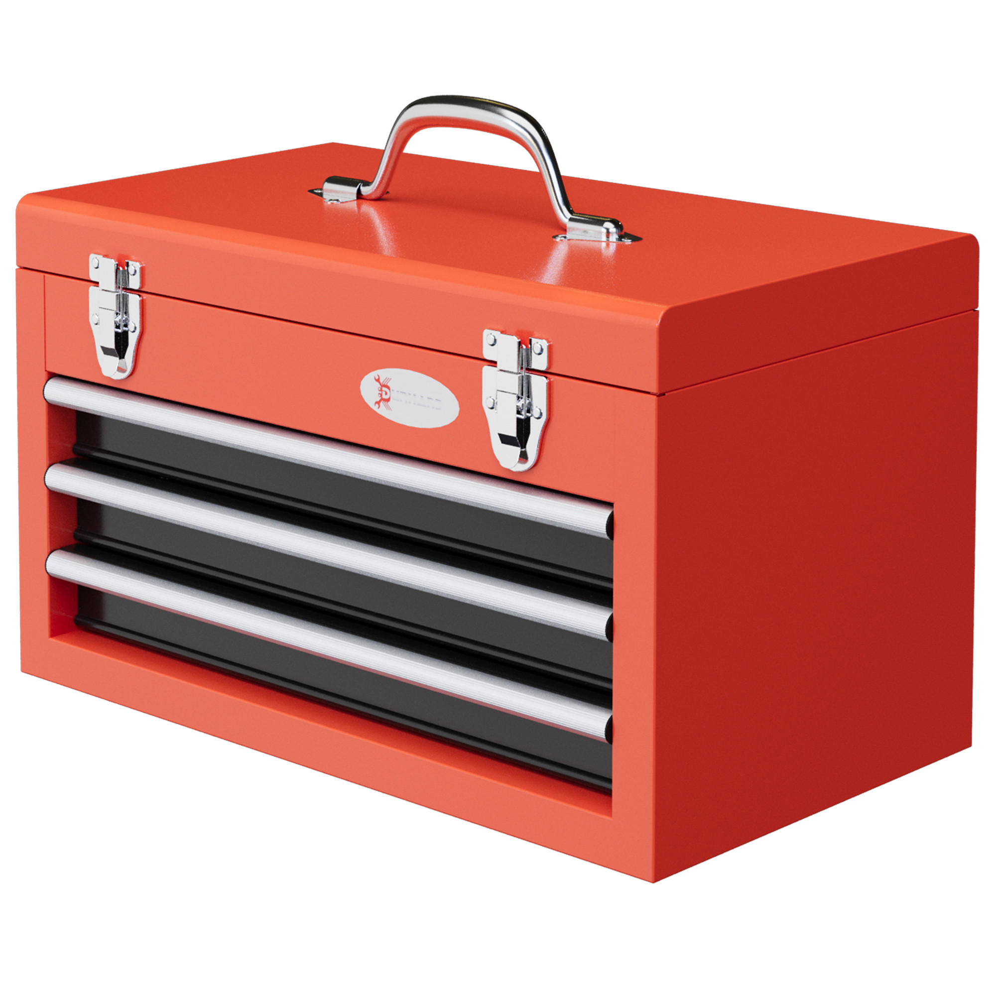 WERKZEUGKISTE leer, 45 x 24 x 27 cm Werkzeugkasten mit 3 Schubladen, Rot - Rot, Metall (45/27/24cm) - DURHAND
