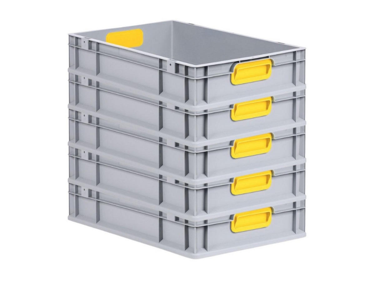 EUROBOX 5x Nextgen Color 12x40x60cm 23 Liter Griffe Gelb Geschlossen - Gelb, Kunststoff (40/12/60cm) - PROREGAL