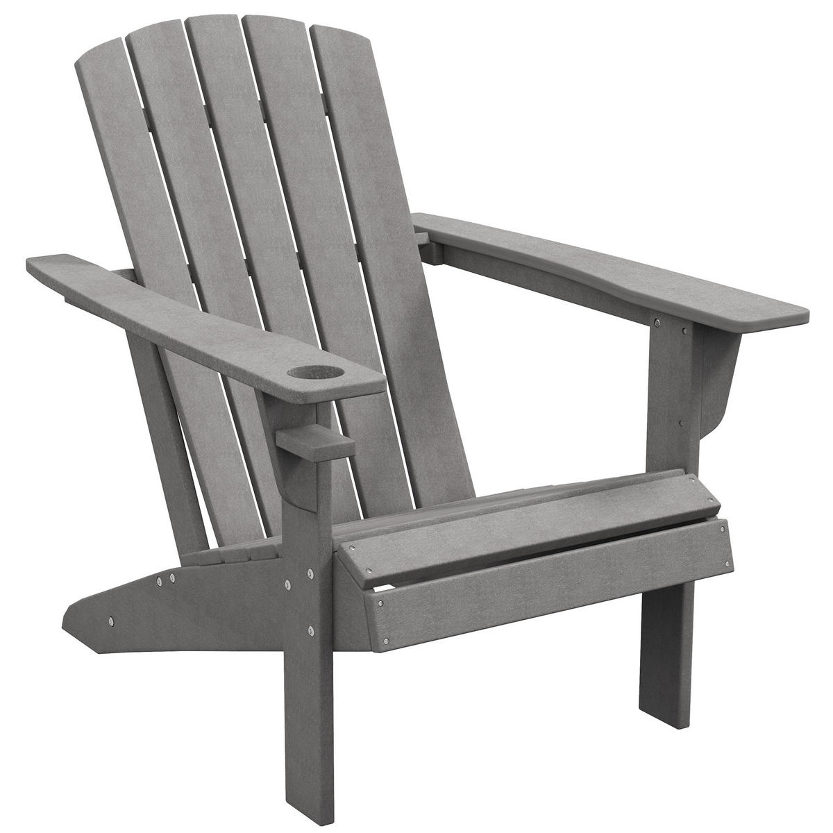 GARTENSTUHL DE-08320 ergonomisch, wetterfest, mit Becherhalter Grau - Grau, Kunststoff (89/87/74cm) - ComfortXL