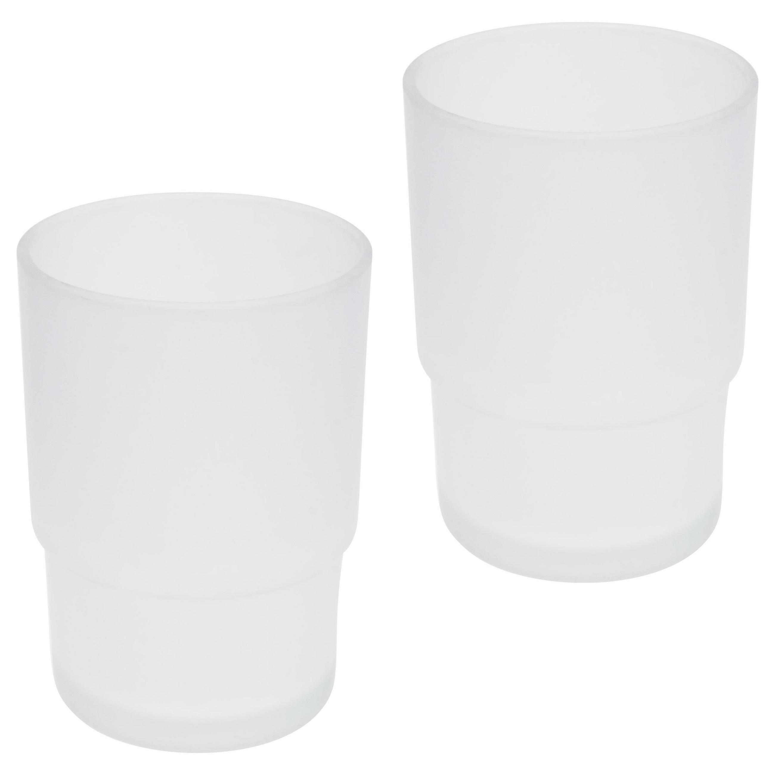 GLASBECHER PIAZZA & LUCENTE 2er Set, satiniertes Glas - Weiß, Glas (6.5/9.5/6.5cm) - bremermann