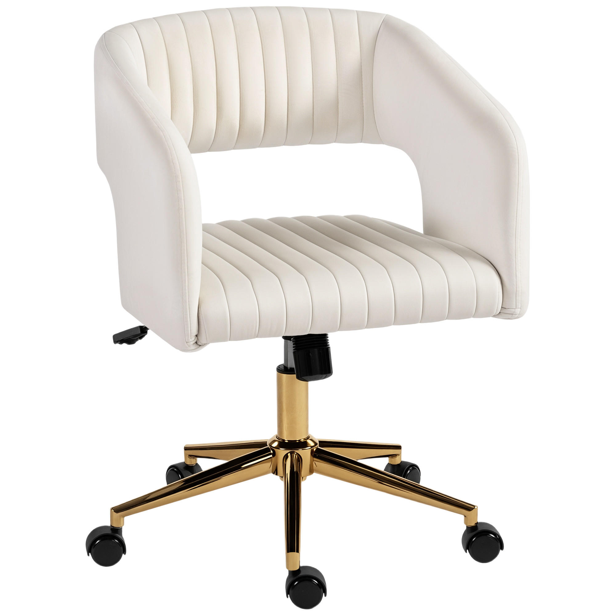 BÜROSTUHL Cremeweiß Polyester, Stahl 62xx61x84 xm - Weiß, Kunststoff (61/84/62cm) - DESIGN IN