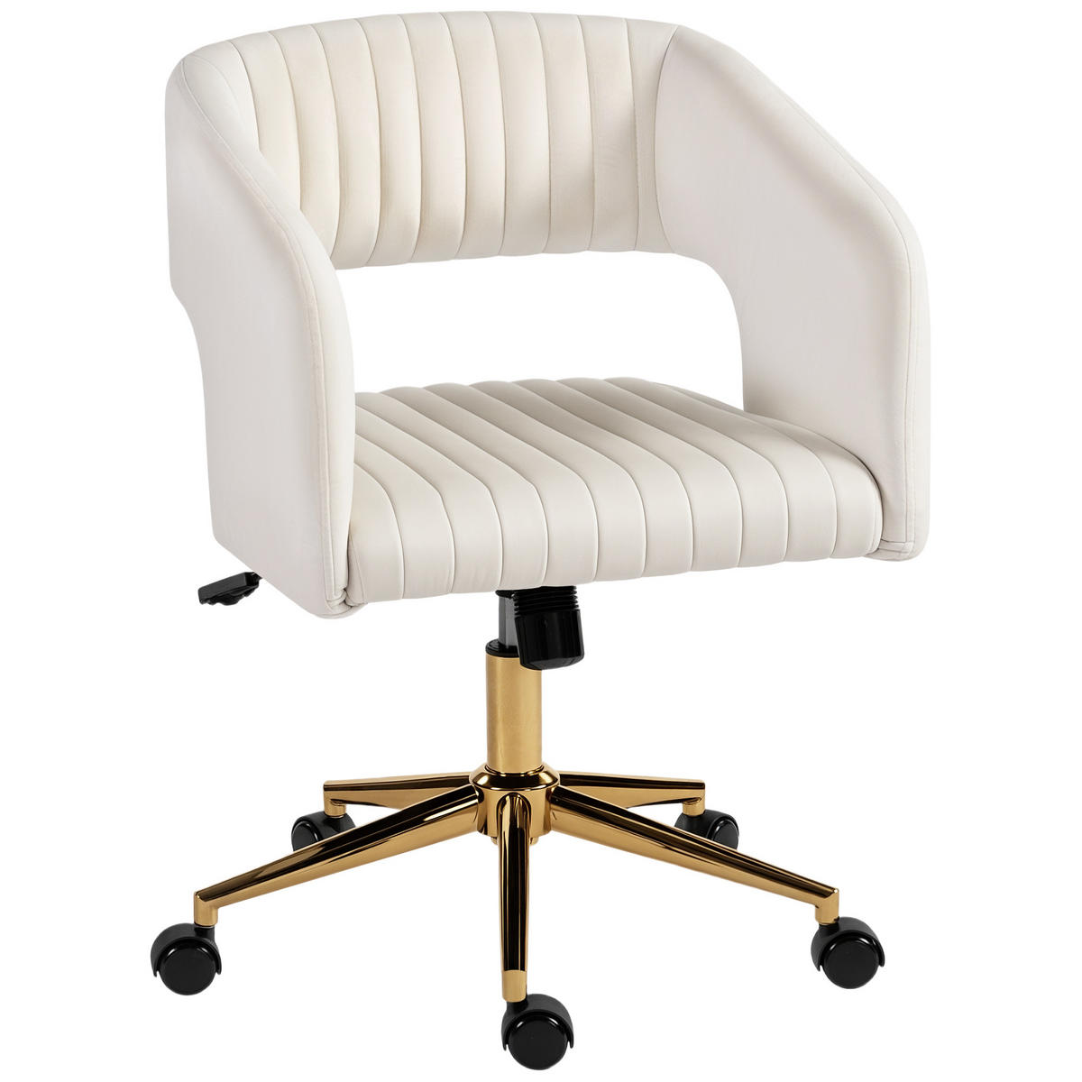 DREHSTUHL DE-05060 Höhenverstellbar, Kippfunktion & Samt-Optik Cremeweiß - Creme, Metall (61/84/62cm) - ComfortXL