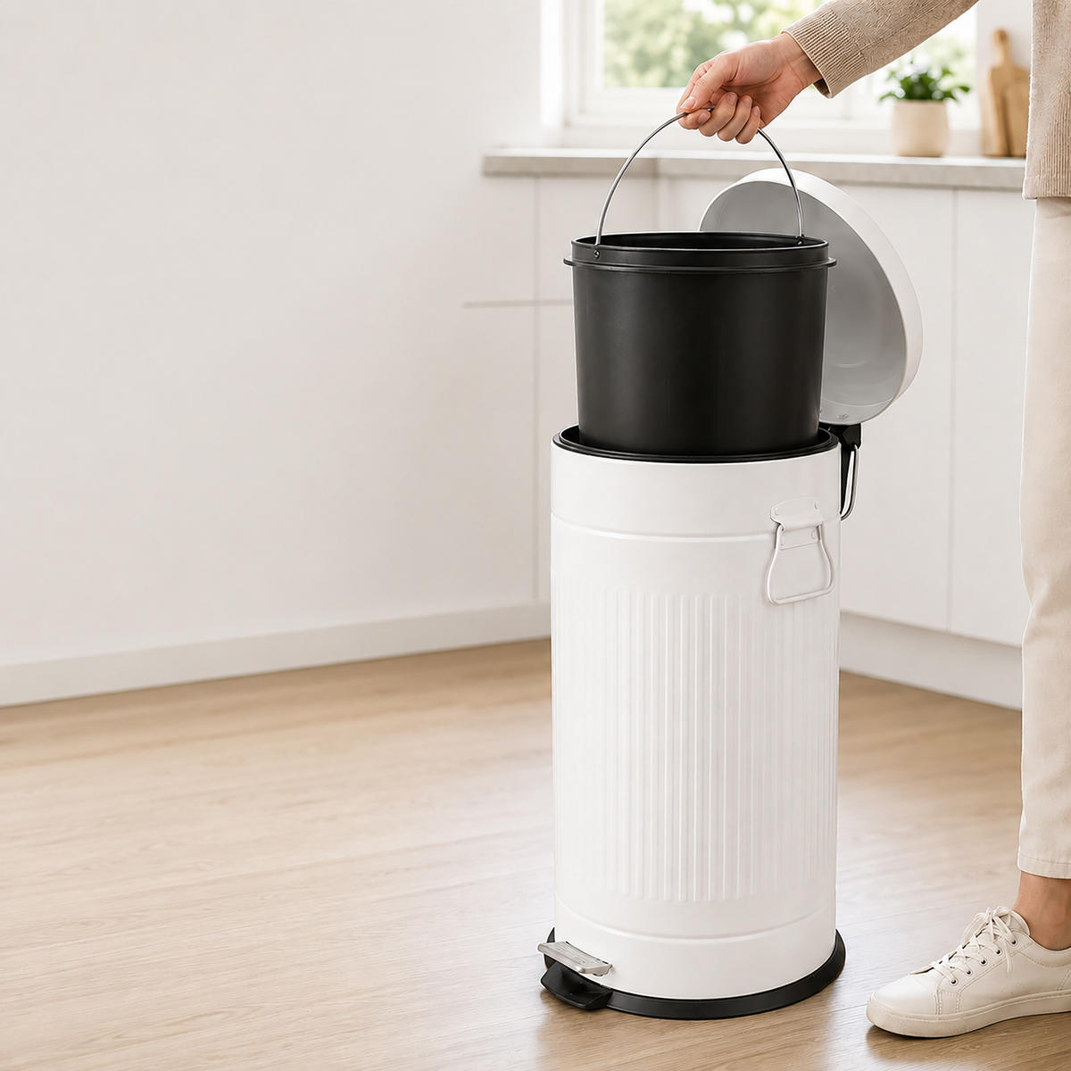 COȘGUNOI Albă 30 l Soft-Close - alb, material plastic/metal (29.5/67/29.5cm) - Relaxdays