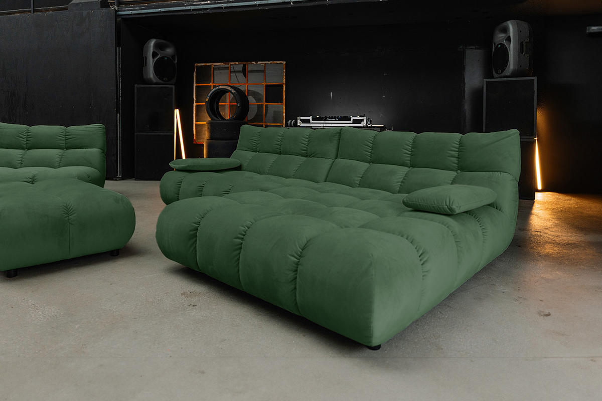 SITZGRUPPE VIVIEN 3ER SET Smaragdgrün Velvet - Smaragdgrün, Kunststoff/Textil (359/85/510cm) - KAWOLA