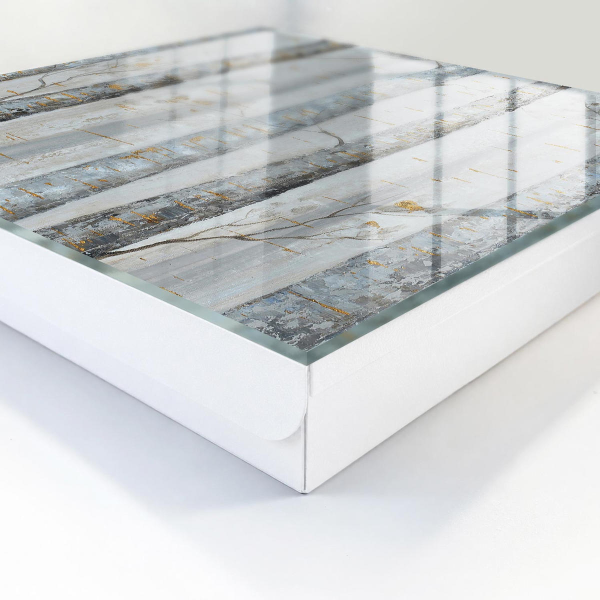 SCHLÜSSELBOX Weiß 30x30 cm – Türöffnung nach rechts - Birkennatur - Grau, Metall (30/30/5cm) - TULUP