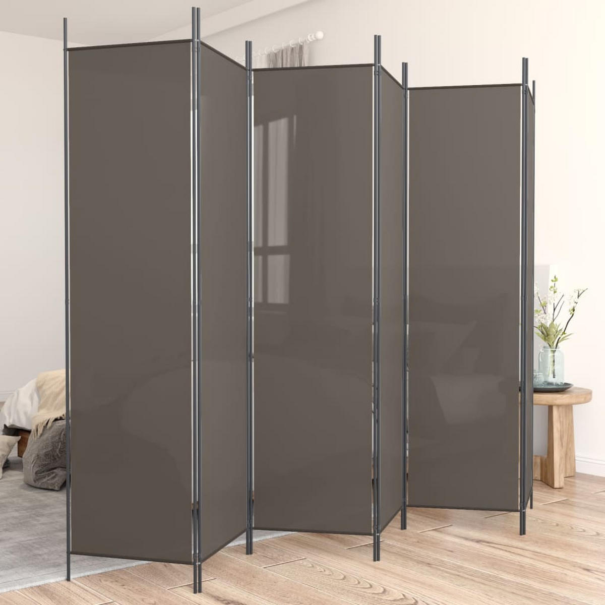 PARAVENT 6-teilig Anthrazit 300/220 Cm Stoff - Anthrazit, Textil (300/220/0.1cm) - vidaXL