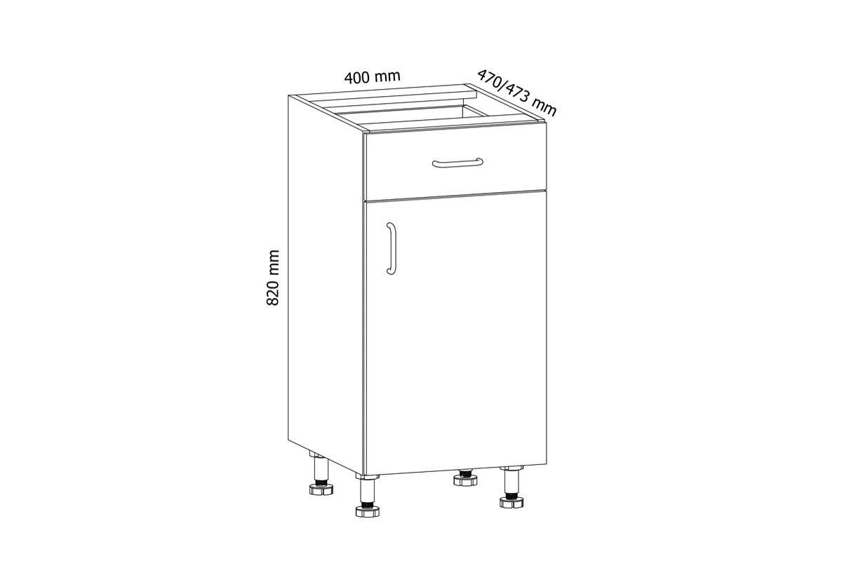 UNTERSCHRANK – 40 cm – D40S1-P – Velmora – Grau – Türanschlag rechts - Grau, Holzwerkstoff (40/82/47cm) - ROYAL24_MARKT