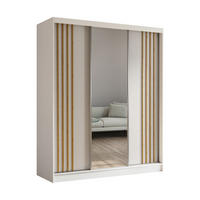 SCHWEBETÜRENSCHRANK Neli 180 cm mit Lamellen und Spiegel 3-türig, weiß, weiß, Lamelle Artisan - Weiß/Braun, Kunststoff (180/216/61cm) - Margaret Hadas24