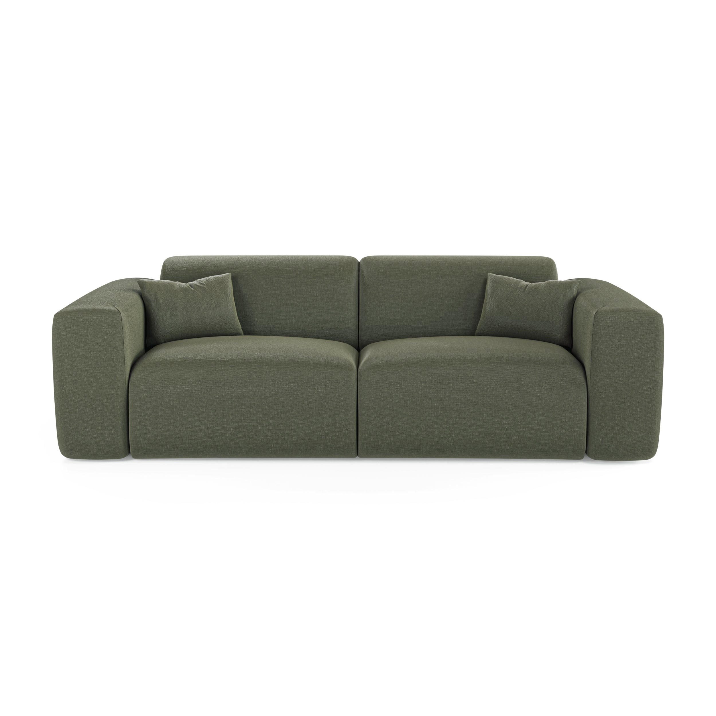 SCHLAFSOFA GERADE Rastergewebe Olivgrün 214cm - Olivgrün, Textil (214/73/95cm) - Sia Home