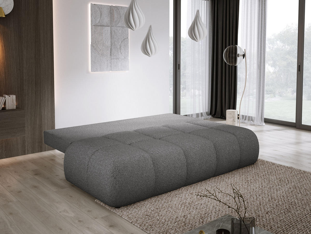 SOFA COCO MINI SCHLAFSOFA mit Bettfunktion, Anthology Stoffbezug, 2-Sitzer, freistehend, Größe: 205x105x97 cm, Grau - Blaugrau, Holz/Textil (205/97/105cm) - DomoHome