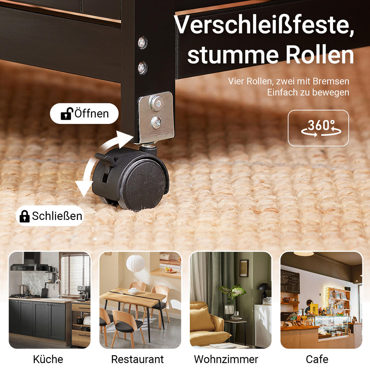 SERVIERWAGEN mit Rollen, Schwarz, 68x85x38cm, bis 50kg - Schwarz, Holz/Holzwerkstoff (68/85/38cm) - SoBuy