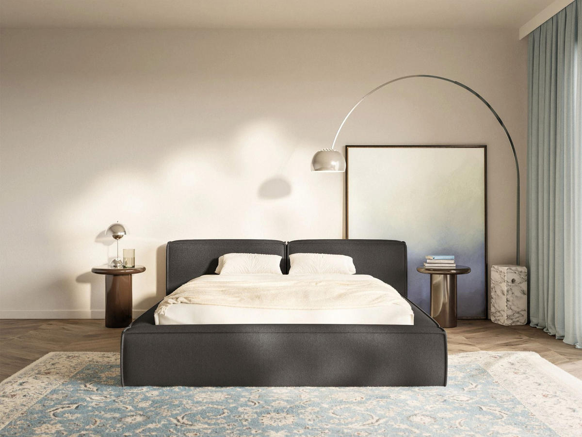 POLSTERBETT Tilves Low Grafitgrau 140x200 cm - Schwarz/Graphitfarben, Kunststoff/Textil (140/200cm) - Selsey