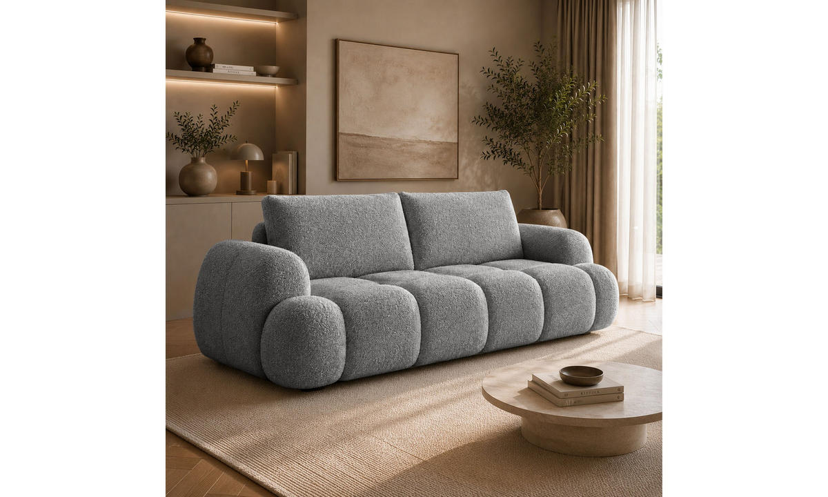 SCHLAFSOFA CORAL 250/100/85 cm mit Bettkasten Stoff Coral 75 - Grau, Textil (250/85/100cm) - Lookway