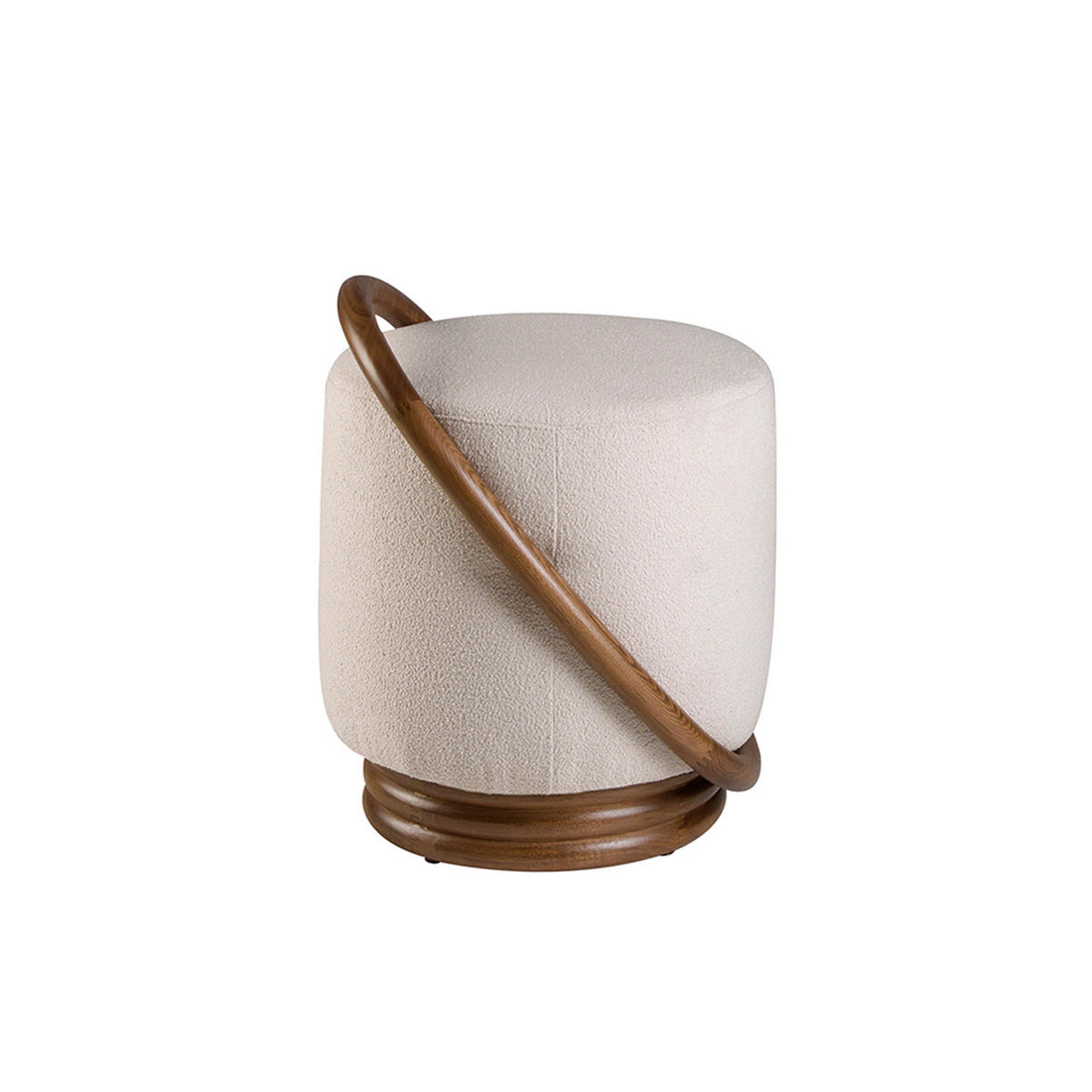 SITZPOUF Weiß Walnuss 52/47/54 cm - Walnussfarben/Weiß, Textil (52/54/47cm) - ANGEL CERDA