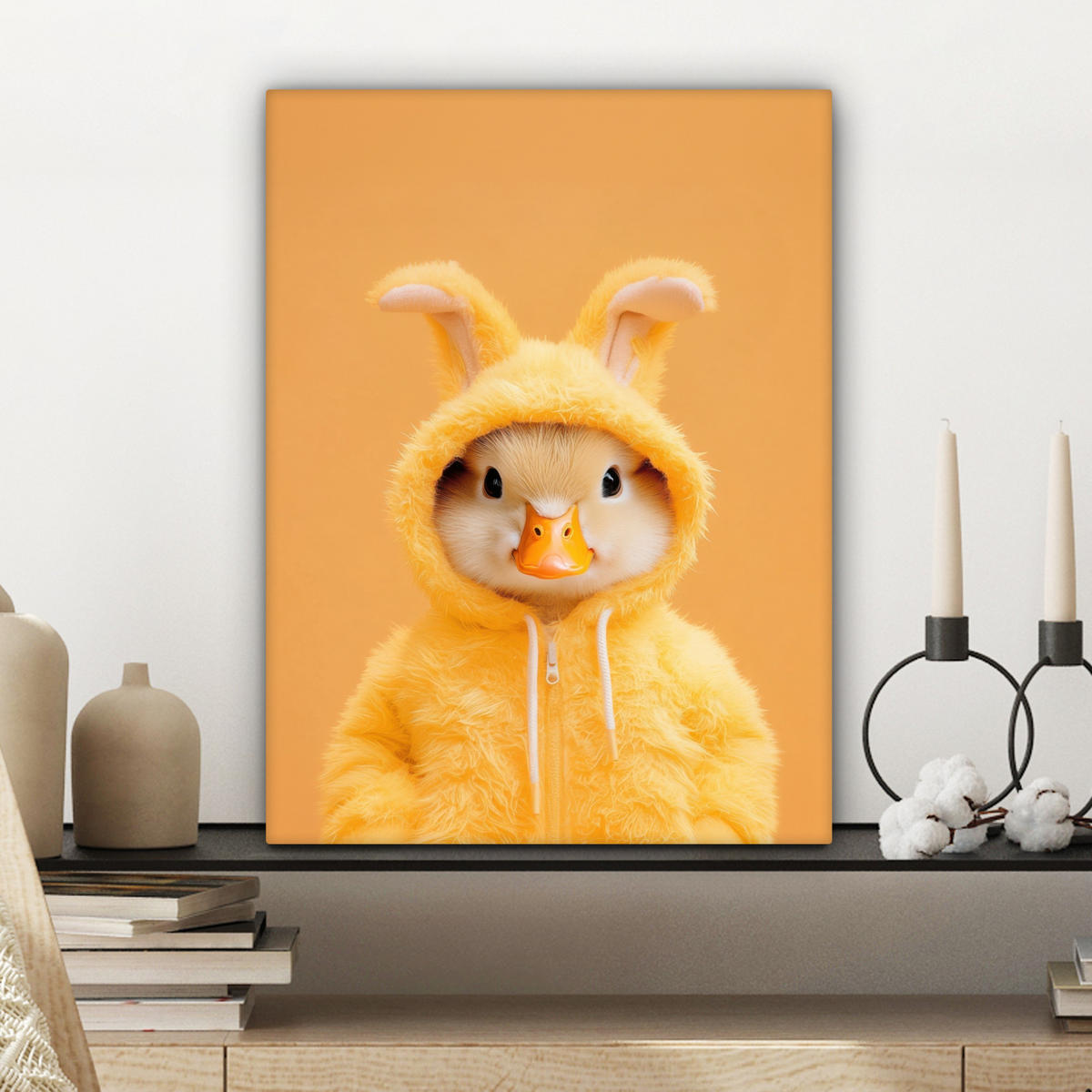 LEINWANDBILD Osterhase - Kostüm - Ente Room Decor 30x40 cm - Gelb, Textil (30/40cm) - MuchoWow