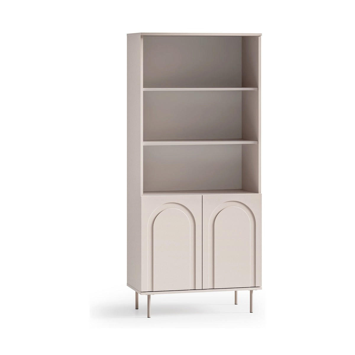 BÜCHERREGAL – ORVELLA 02 – Modernes mit Push-to-Open und offenem Stauraum - Kaschmir, Holzwerkstoff (80/180/40cm) - hi-markt